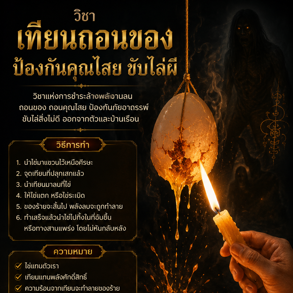 เทียนถอนของ ป้องกันคุณไสย ขับไล่ผี